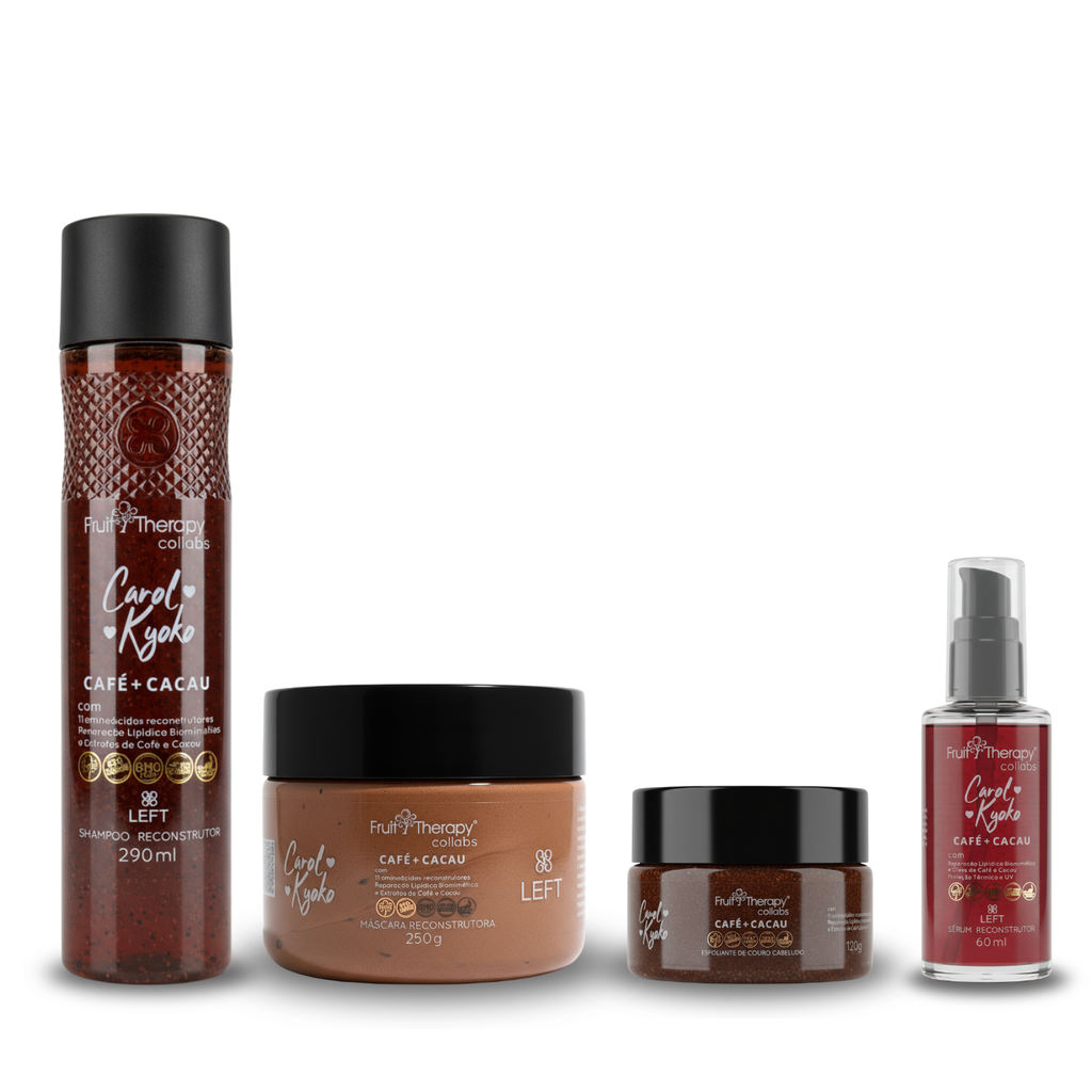 Kit Café + Cacau Reconstrutor Capilar c/ 4 itens I Fruit Therapy Collabs Carol Kyoko