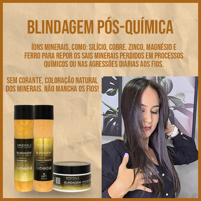 Kit Blindagem Pós Química Ouro Nobre Home Care (3 itens) Cabelos com Química