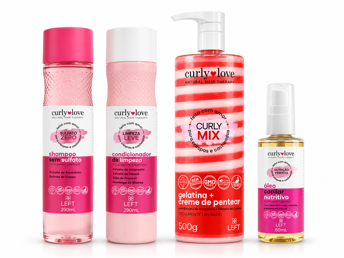 Kit Finalização Culy Love c/4 - (Shp. + Cond. + Curly Mix + Óleo)