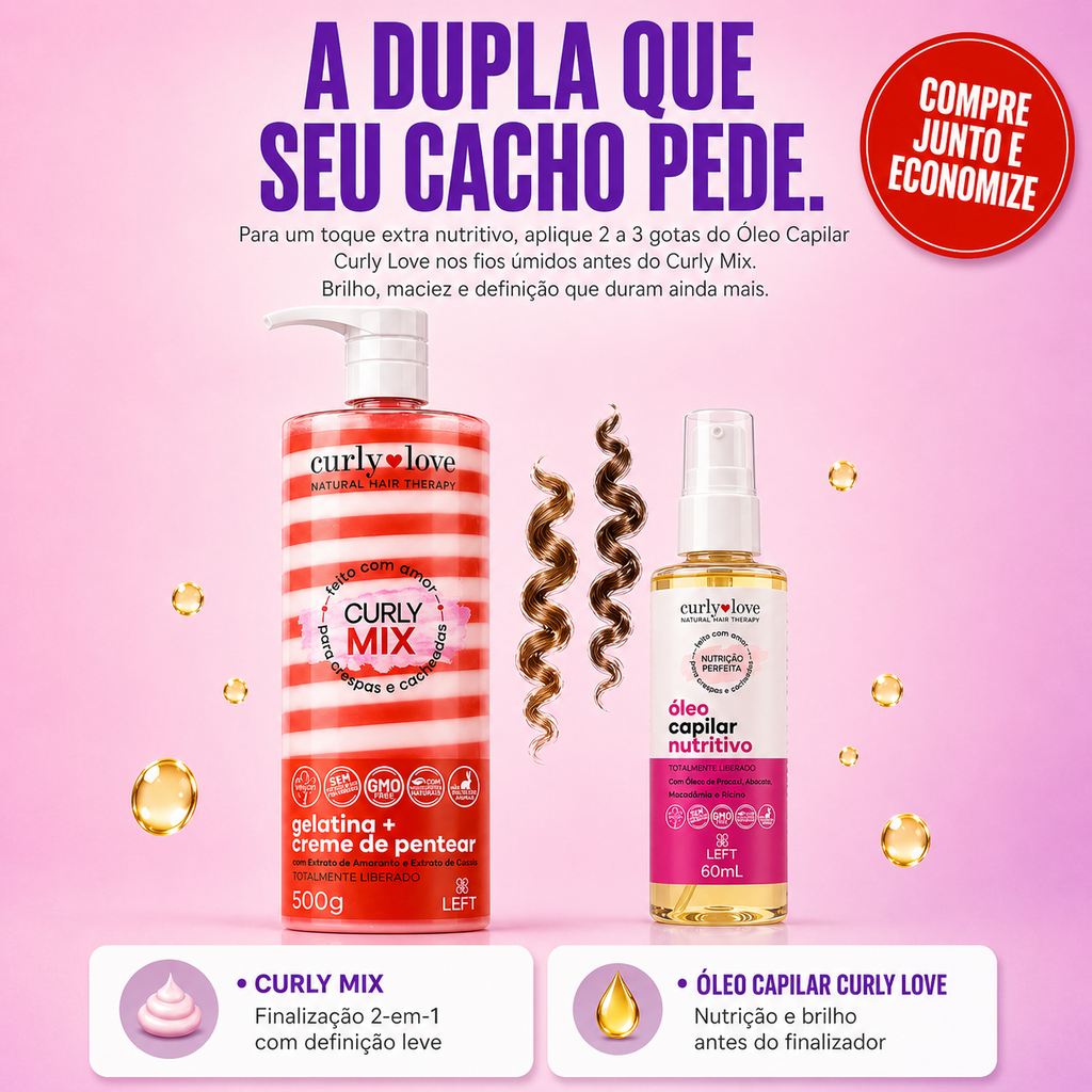 Curly Mix Gelatina + Creme de Pentear 500g - Curly Love