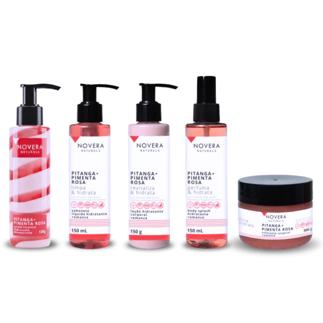 Kit Corporal Pitanga + Pimenta Rosa 5 itens | Sabonete, Esfoliante, Loção, Geleia e Body Splash