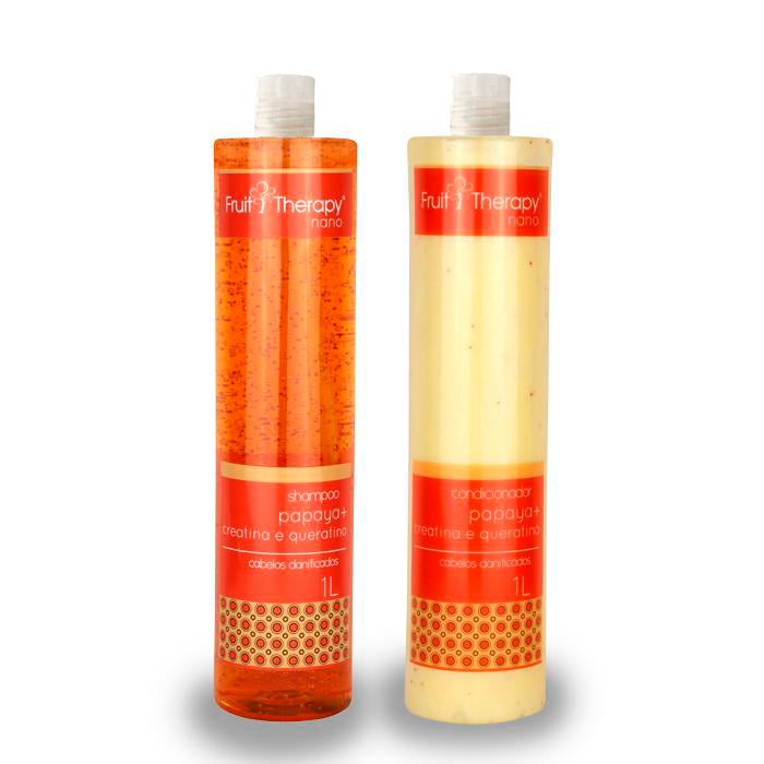 Kit Shampoo + Condicionador Papaya, Creatina e Queratina Fruit Therapy Nano 2x1L Cabelo Danificado
