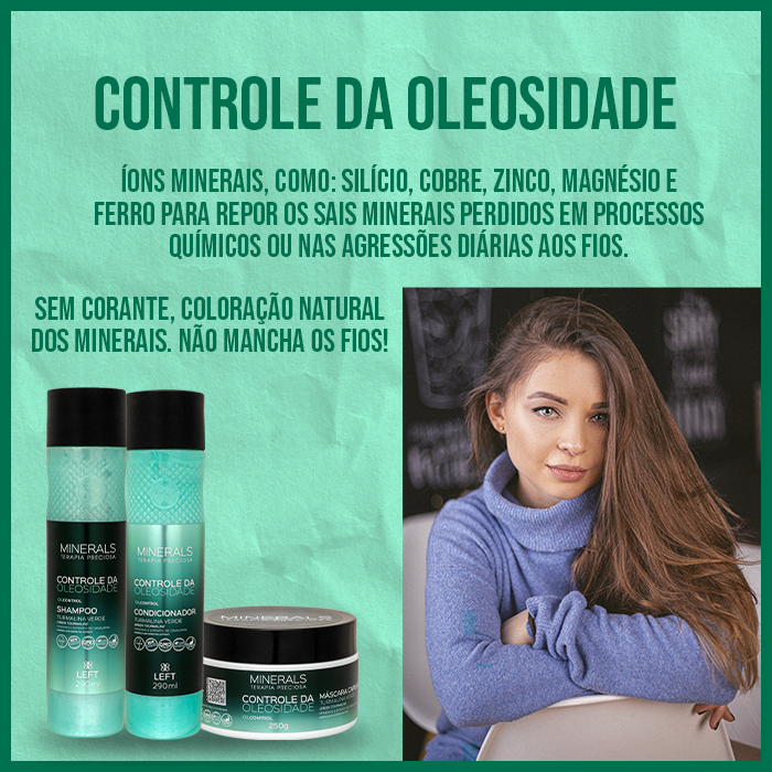 Kit Controle da Oleosidade Turmalina Verde Home Care (3 itens) Cabelos Mistos ou Oleosos