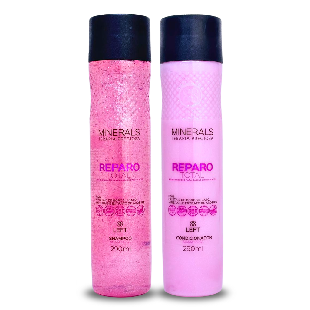 Kit Shampoo + Condicionador Reparo Total Ágata Rosa 2x290ml Cabelos Danificados