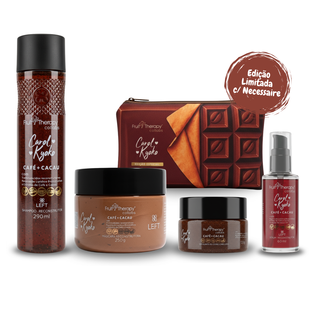 Kit Capilar Café + Cacau Reconstrutor (4 itens) - Carol Kyoko + Necessaire exclusiva