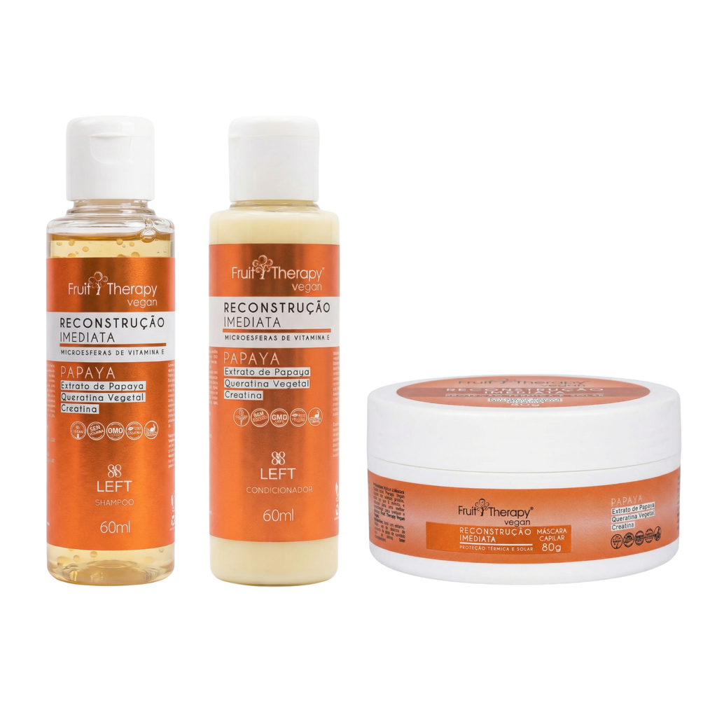 Kit Mini Fruit Therapy Papaya Reconstrução Imediata c/ 3 Produtos