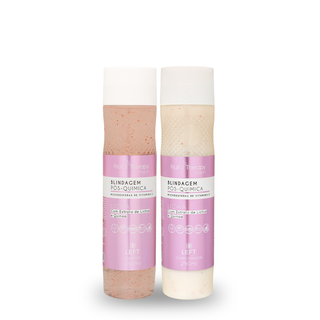 Kit Shampoo + Condicionador Blindagem Pós Química Lichia e Quinoa Fruit Therapy Vegan 2x290ml