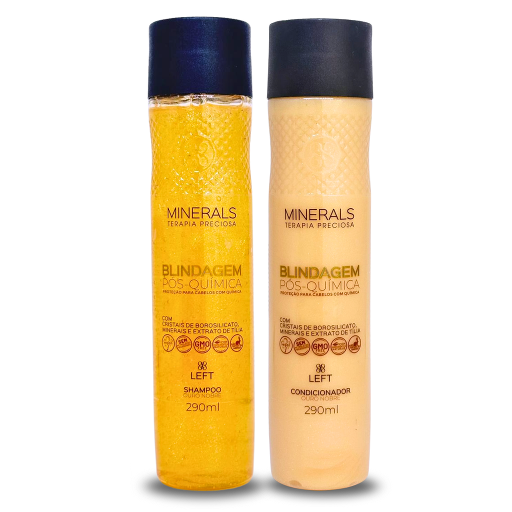 Kit Shampoo + Condicionador Blindagem Pós Química Ouro Nobre 2x290ml Cabelos com Química