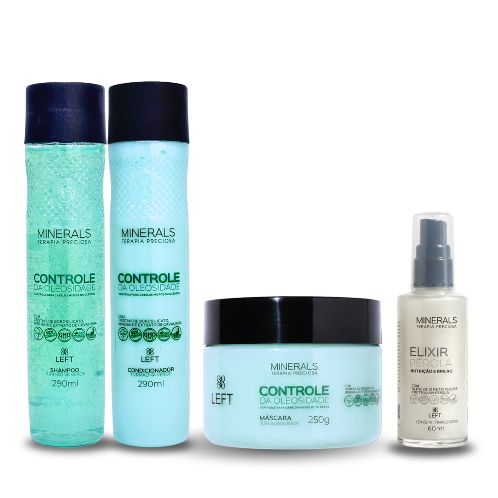 Kit Minerals Turmalina Verde Controle da Oleosidade c/4 Produtos + Brinde