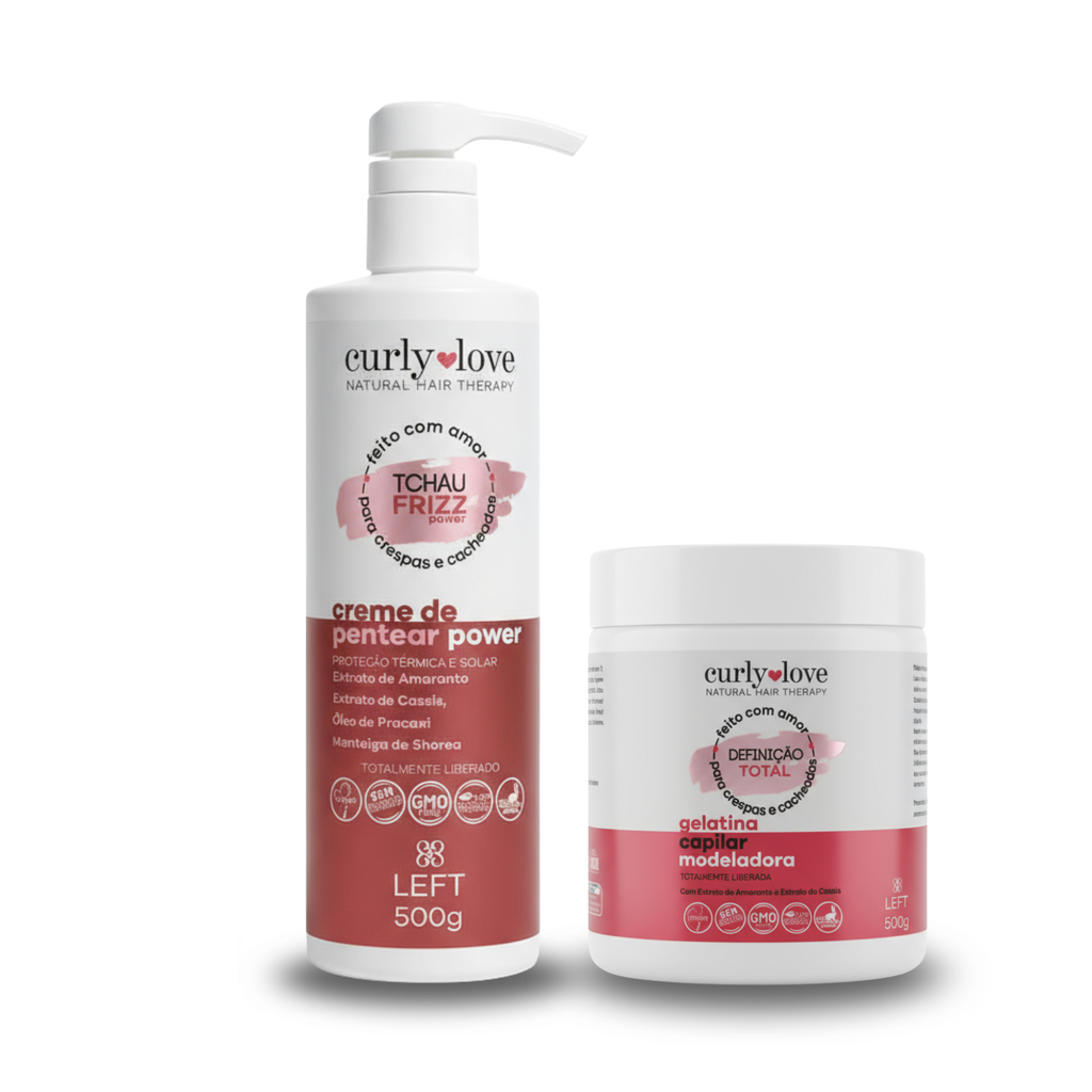 Kit Finalização Power- Creme de Pentear Power Curly Love 500g + Gelatina Curly Love 500g
