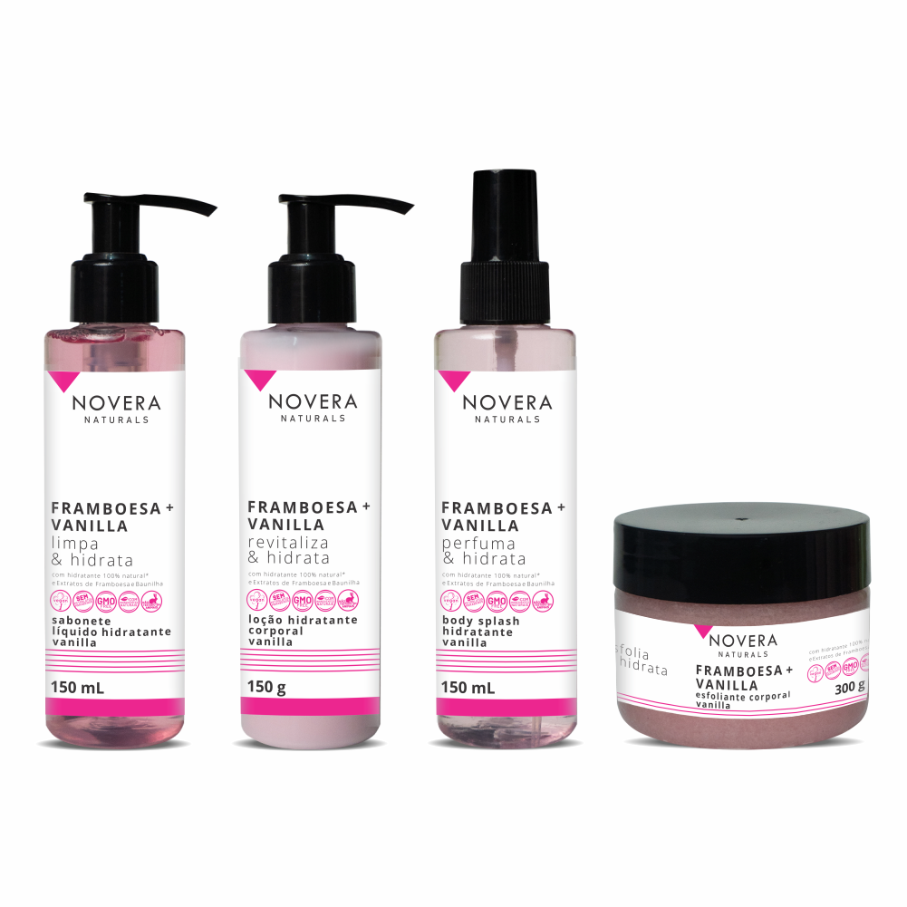 Kit Corporal Novera Naturals Framboesa + Vanilla - 4 itens